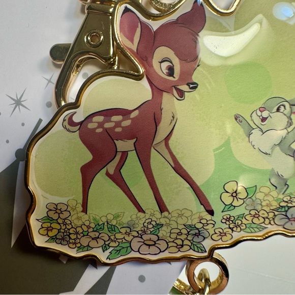 NWT. Disney Parks Bambi & Thumper Bunny Earth Sign Metal Keychain or Bag Charm. - Picture 6 of 10